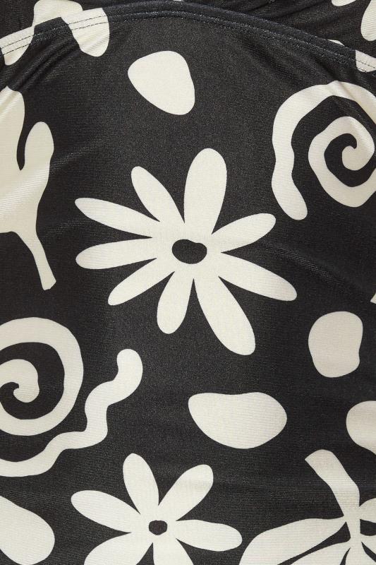YOURS Plus Size Black Abstract Floral Print Swimsuit | Yours Clothing 7