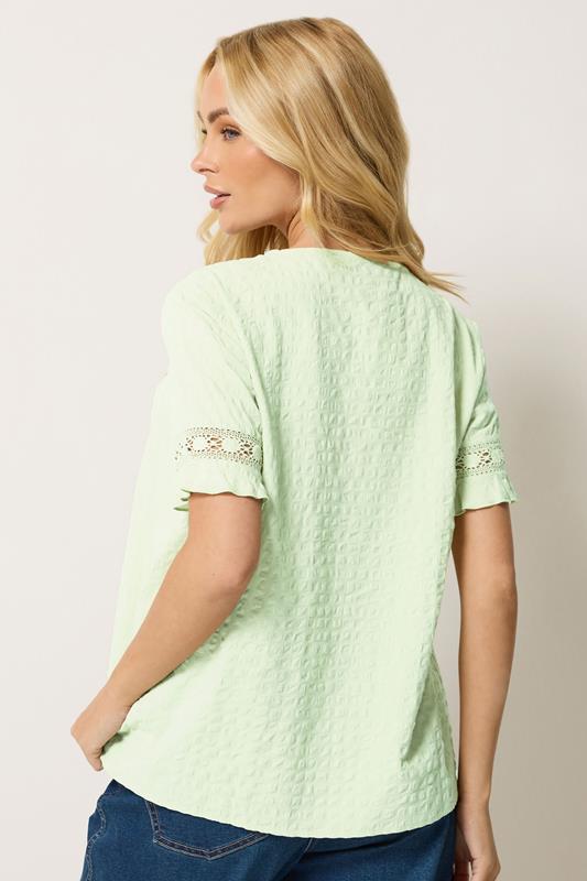 M&Co Sage Green Embroidered Cotton Ruffle Top | M&Co 2
