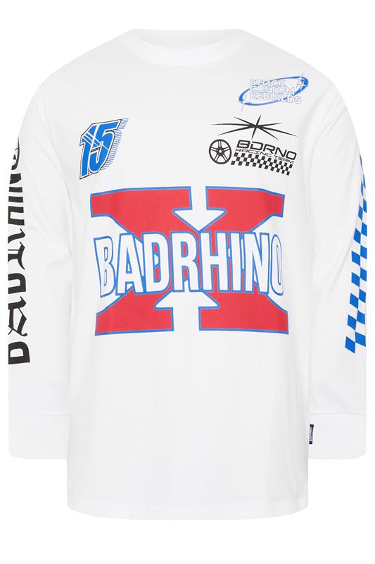 BadRhino Big & Tall White Long Sleeve Racing Graphic T-shirt | BadRhino 5
