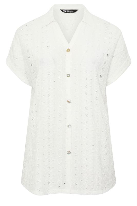 YOURS Plus Size White Broderie Anglaise Grown-On Sleeve Shirt  | Yours Clothing 6