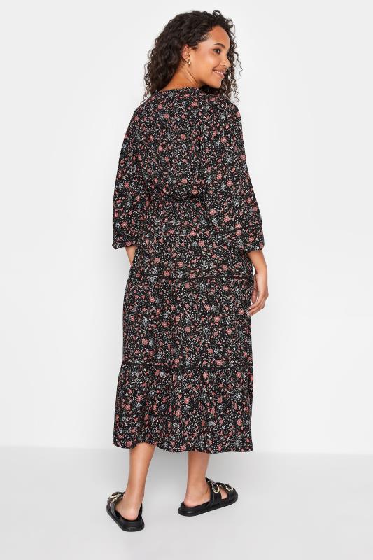 M&Co Black Floral Print Crochet Trim Maxi Dress | M&Co 4