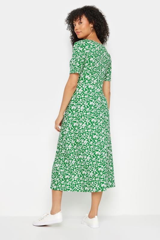 M&Co Green Ditsy Floral Print V-Neck Dress | M&Co 4