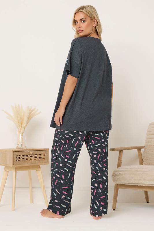 YOURS Plus Size Grey 'Sleep Is Sweet' Wide Leg Pyjama Set | Yours Clothing 2