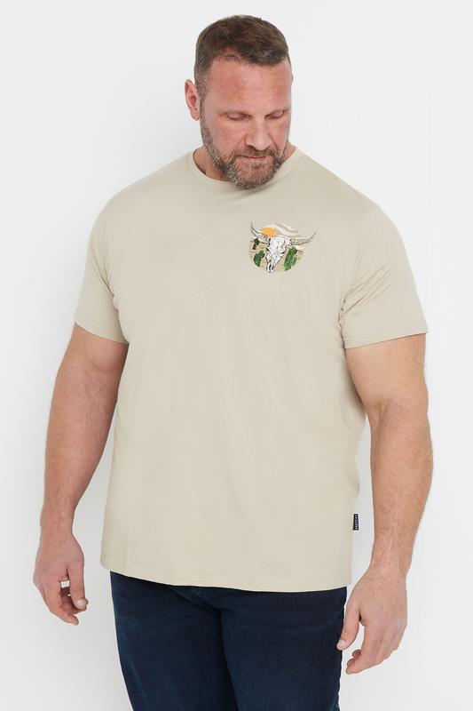BadRhino Big & Tall Natural Brown Cow Skull Graphic T-Shirt | BadRhino 1