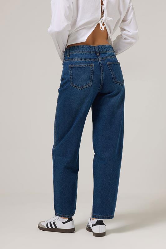PixieGirl Petite Women's Dark Blue Non-Stretch Barrel Leg Jeans | PixieGirl 2