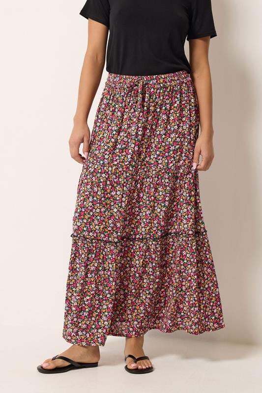  M&Co Petite Pink Ditsy Floral Maxi Skirt