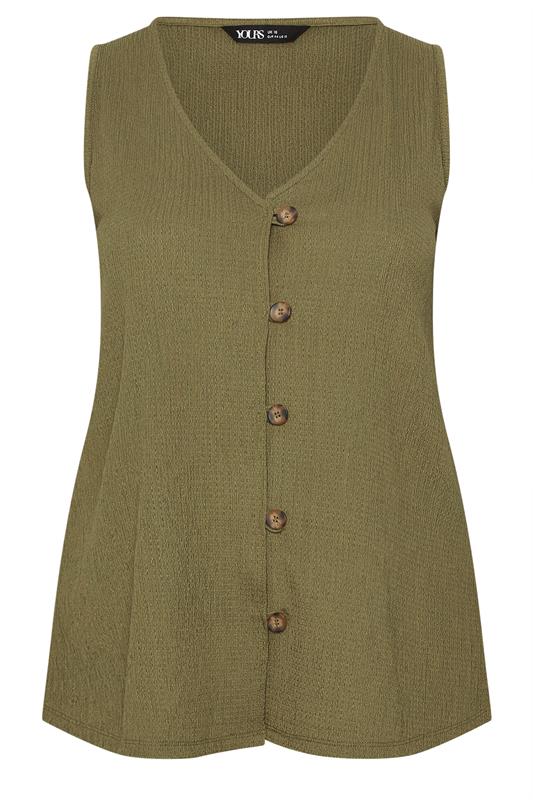 YOURS Plus Size Khaki Green Textured Waistcoat | Yours Clothing 5