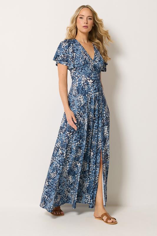 LTS Tall Women's Dark Blue Abstract Wrap Maxi Dress | Long Tall Sally 1