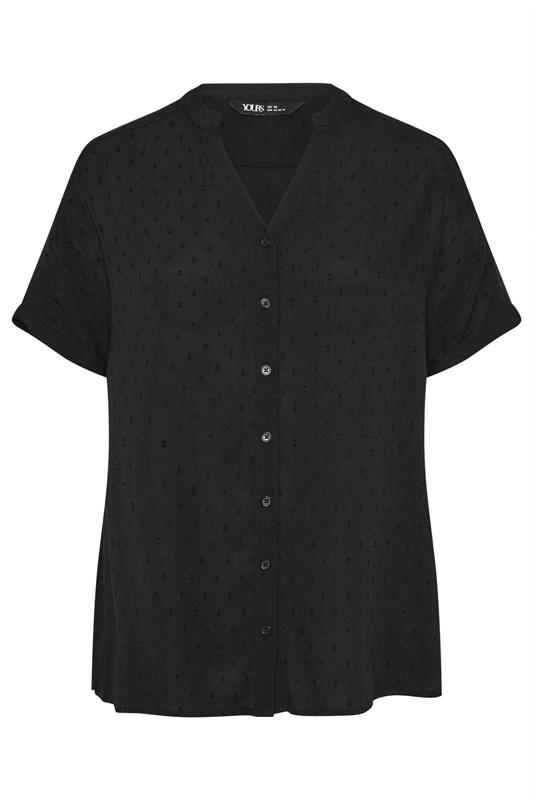 YOURS Curve Black Textured Dobby Blouse | Yours Clothing 5