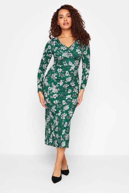 M&Co Green Floral V-Neck Midi Dress | M&Co  1