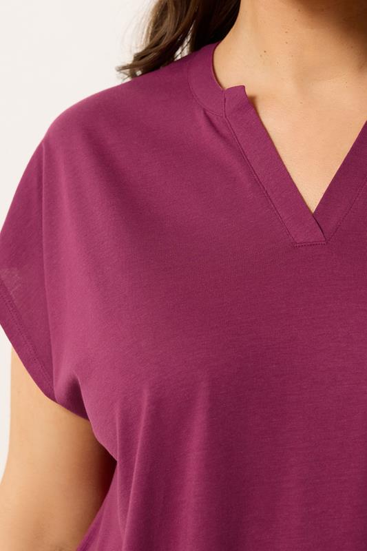 YOURS Plus Size Pink Notch Neck T-Shirt | Yours Clothing 4