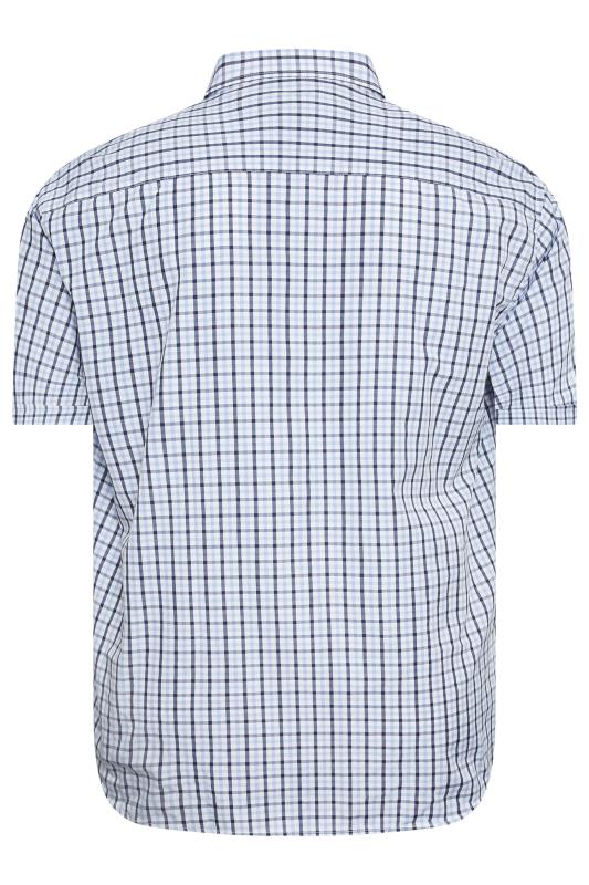 KAM Big & Tall Blue Short Sleeve Gingham Shirt | BadRhino 2