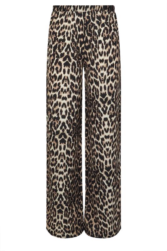 LTS Tall Beige Brown Leopard Print Wide Leg Trousers | Long Tall Sally 5