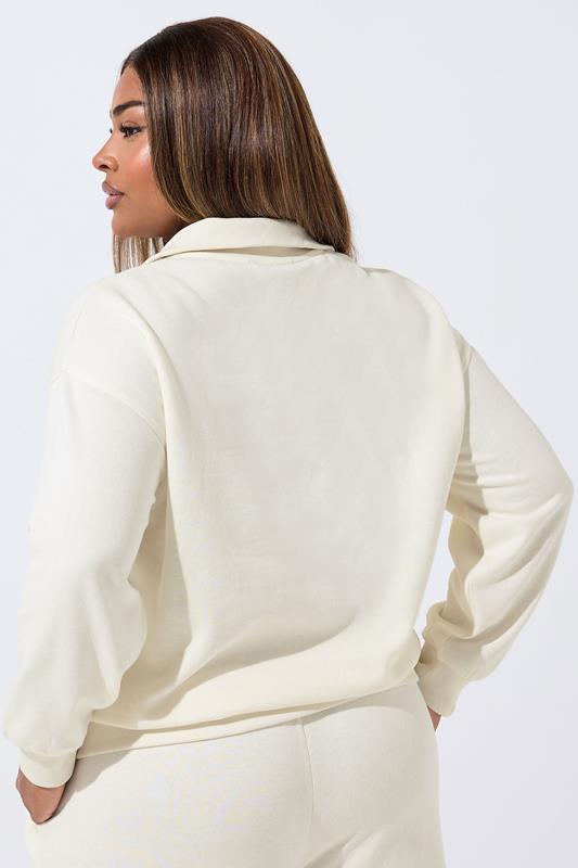 LIMITED COLLECTION Plus Size Cream 'New York' Quarter Zip Sweatshirt | Yours Clothing 2