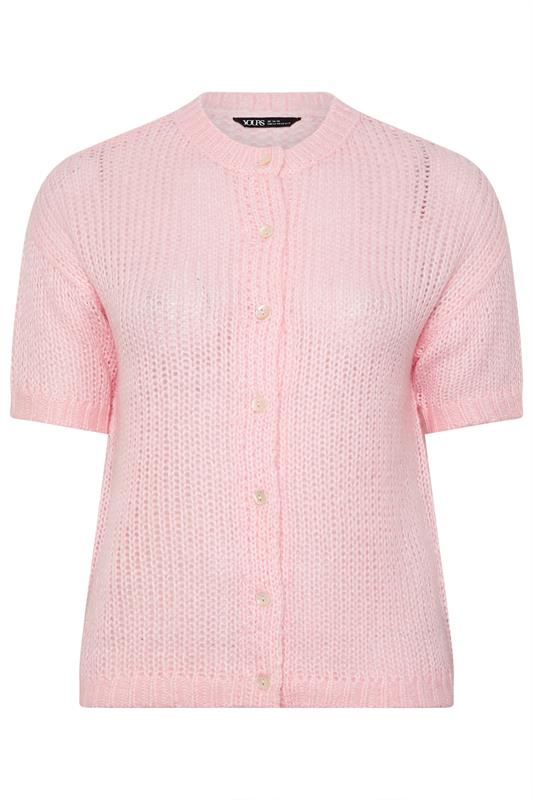 YOURS Plus Size Pink Short Sleeve Soft Touch Cardigan | Yours Clothing 5