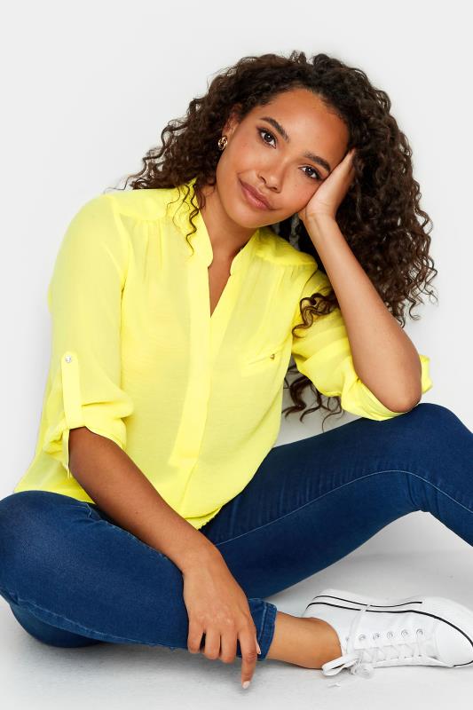 Women's  M&Co Yellow Tab Sleeve Blouse