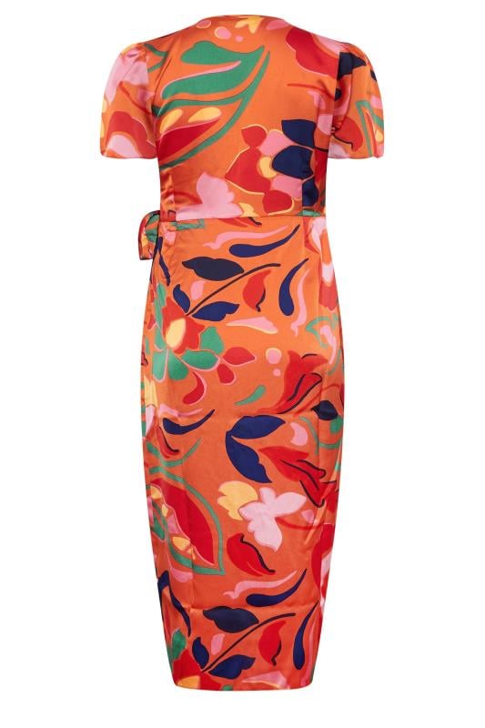 M&Co Orange Floral Print Wrap Dress | M&Co 7