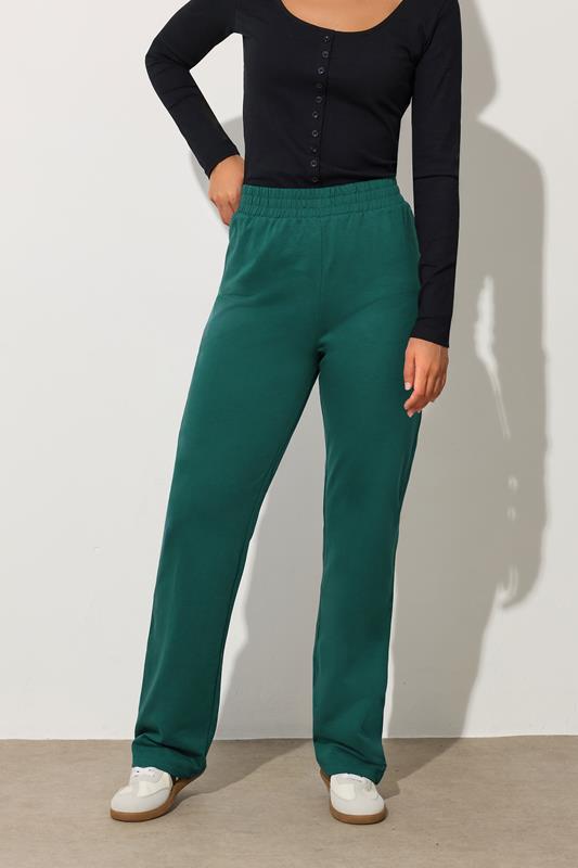 LTS Tall Green Jersey Fitted Straight Leg Joggers | Long Tall Sally 1