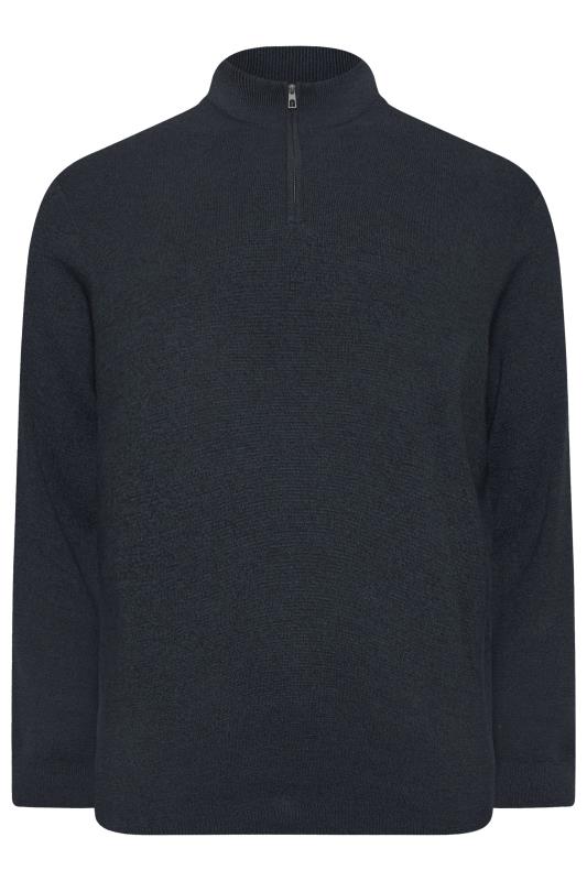 BadRhino Big & Tall Navy Blue Milano Quarter Zip Knit Jumper | BadRhino 2
