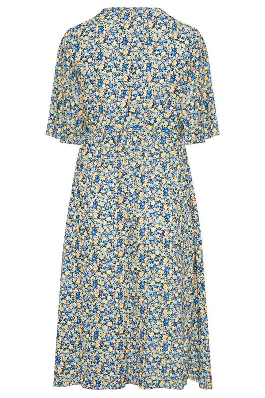 YOURS LONDON Plus Size Blue Ditsy Floral Wrap Dress | Yours Clothing 7