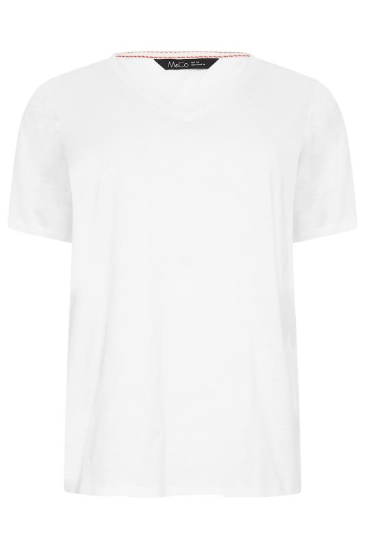M&Co White V-Neck Cotton T-Shirt | M&Co 5