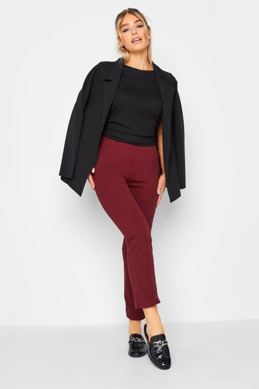 M&Co Burgundy Red Stretch Tapered Trousers | M&Co 3