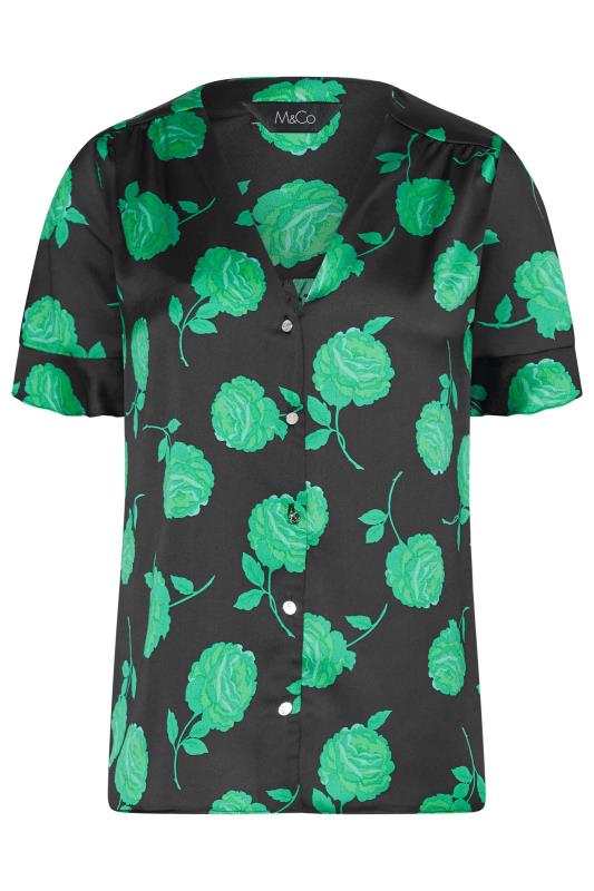 M&Co Black & Green Floral Print Frill Sleeve Blouse | M&Co 6