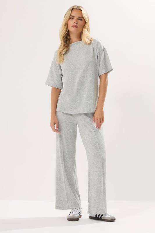 PixieGirl Petite Women's Grey Marl Soft Touch Short Sleeve Top | PixieGirl 1