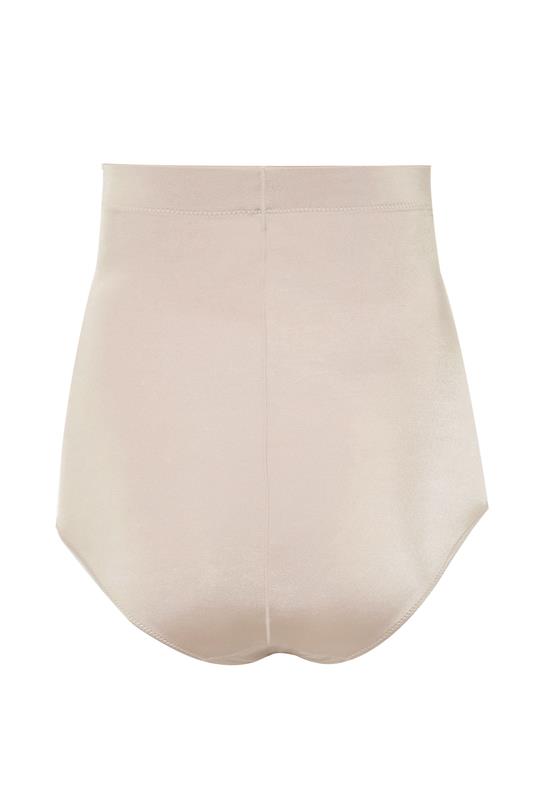 Plus Size Nude Satin Control High Waisted Full Brief | Yours Clothing 2