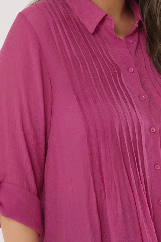 EVANS Plus Size Pink Pintuck Tab Sleeve Shirt | Evans 5