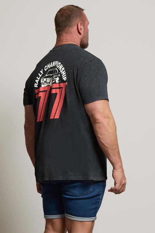BadRhino Big & Tall Black Acid Wash Printed 'Castrol' T-Shirt | BadRhino 2