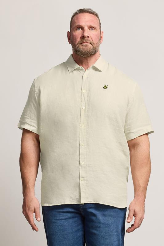 Lyle & Scott Big & Tall Stone Brown Linen Shirt | BadRhino 1
