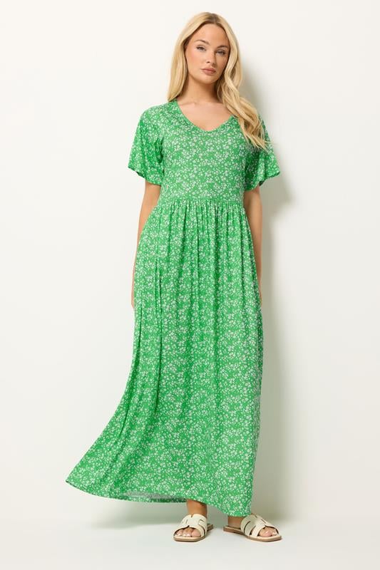 M&Co Green Floral V-Neck Maxi Dress