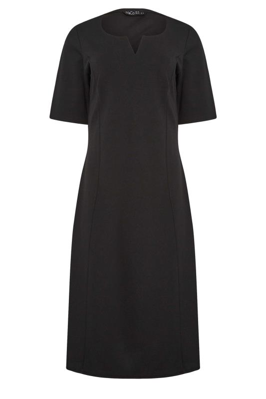 M&Co Petite Black Scuba Notch Neck Midi Dress | M&Co 6