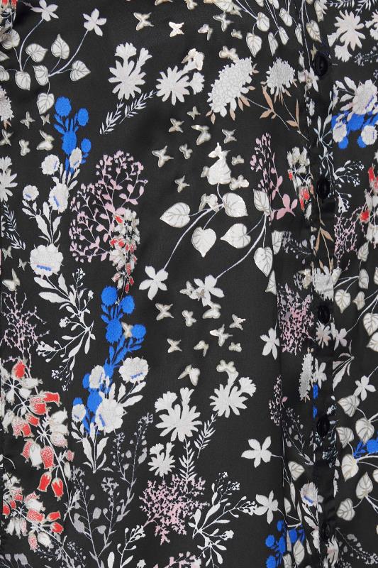 M&Co Black Floral Print Satin Shirt | M&Co 5