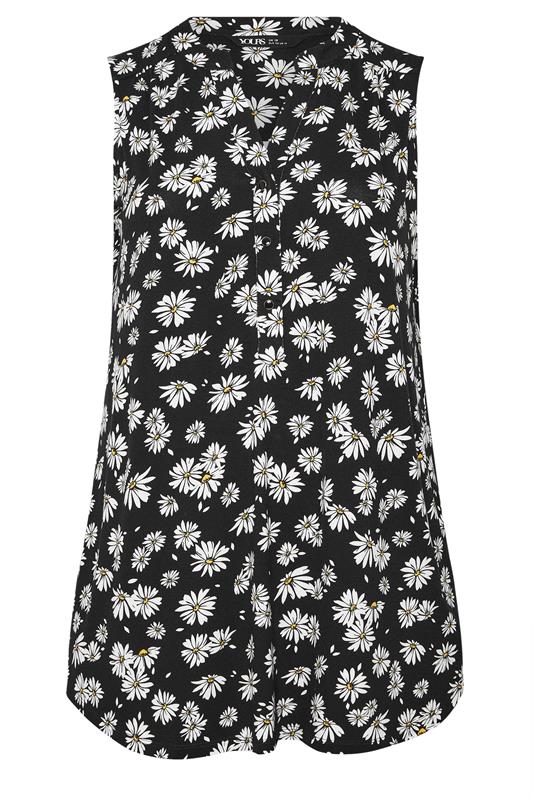 YOURS Plus Size Black Daisy Floral Sleeveless Blouse | Yours Clothing 5
