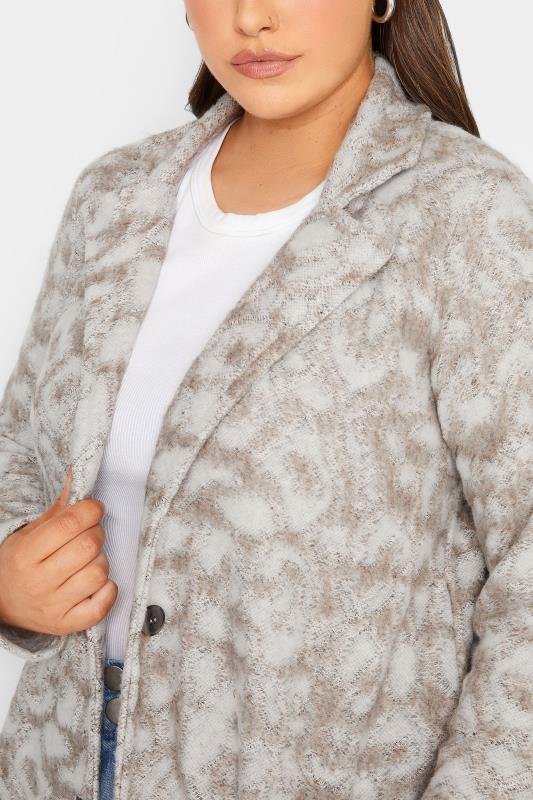 YOURS LUXURY Plus Size Beige Brown Animal Print Faux Fur Jacket | Yours Clothing 5