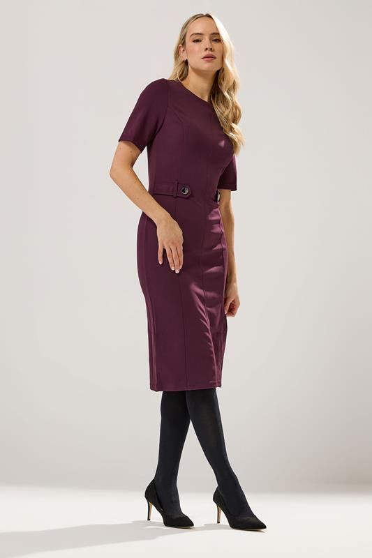LTS Tall Berry Red Tailored Button Midi Dress | Long Tall Sally 1