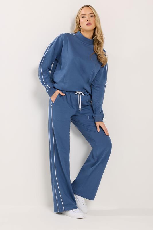 LTS Tall Women's Blue Piped Wide Leg Joggers | Long Tall Sally 1