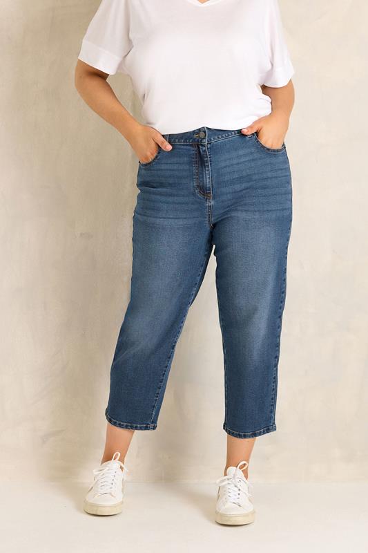 EVANS Curve Fit Blue Midwash Cropped Straight Leg Jeans