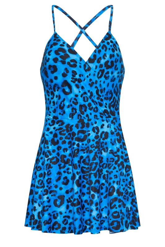 LTS Tall Women's Blue Leopard Print Wrap Swim Dress | Long Tall Sally 6