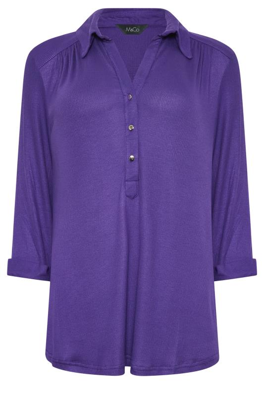 M&Co Purple V-Neck Half Placket Shirt | M&Co 6