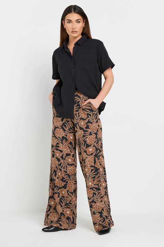 LTS Tall Rust Orange Floral Print Wide Leg Trousers | Long Tall Sally 1