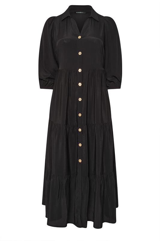 EVANS Plus Size Black Premium Tiered Maxi Dress | Evans 6