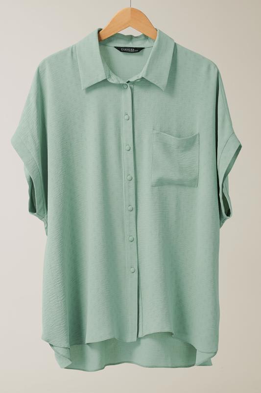EVANS Plus Size Mint Green Grown-On Sleeve Blouse | Evans 5