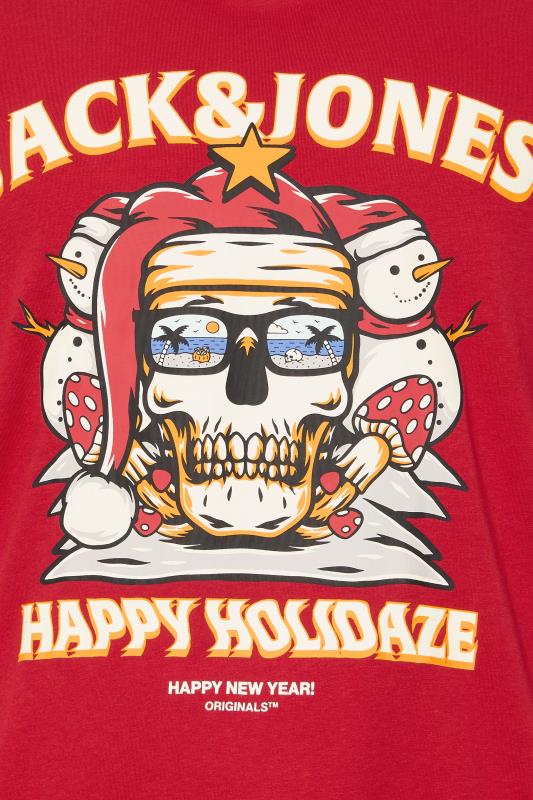 JACK & JONES Big & Tall Red 'Happy Holidaze' Print T-Shirt | BadRhino 1