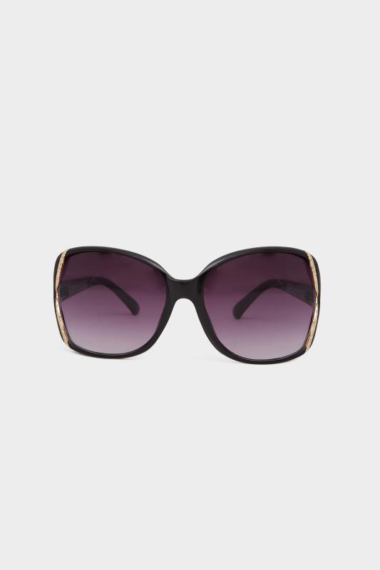 Black Oversized Gold Detail Sunglasses | Yours Clothing 2