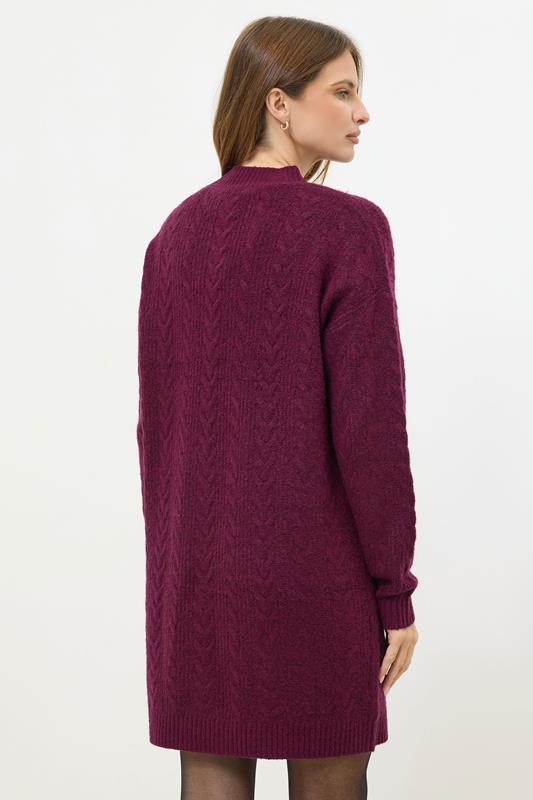 princess polly baby blue dress Burgundy Cable Knit Long Sleeve Dress