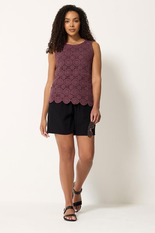 M&Co Berry Purple Crochet Cotton Vest Top | M&Co 1
