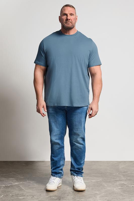 JACK & JONES Big & Tall Blue Mirage Basic T-Shirt | BadRhino 1
